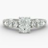 Radiant shape diamond, with smaller prong set diamonds Engagement Ring