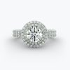Double Halo diamond and double shank Engagement Ring