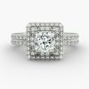 Double Halo design with double shank Engagement Ring