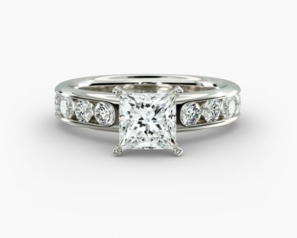 3 carat princess solitaire, channel set Engagement Ring
